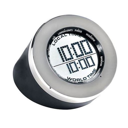 Image sur Seth Thomas World Time Multifunction Clock in Black and Silver
