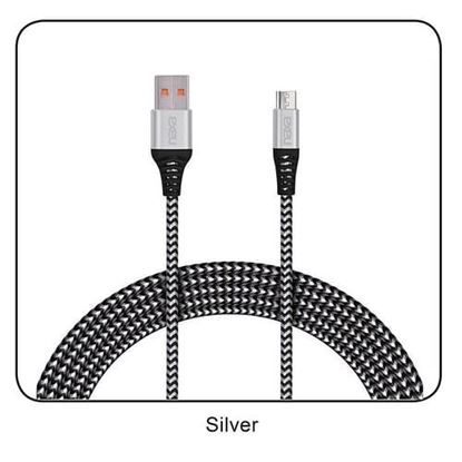 图片 3 Ft. Fast Charge and Sync 2-Tone Braided Micro USB Cable-SILVER