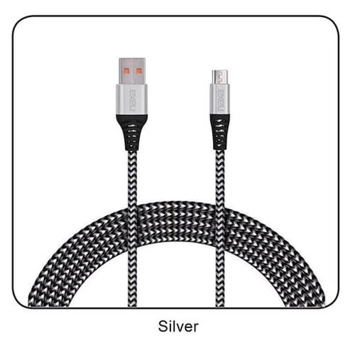 Image sur 3 Ft. Fast Charge and Sync 2-Tone Braided Micro USB Cable-SILVER