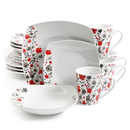 Picture of Gibson Home Rosetta Floral 16 Piece Fine Ceramic Dinnerware Set in White Floral