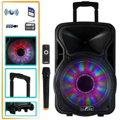 Picture of beFree Sound 12 Inch 2500 Watt Bluetooth Rechargeable Portable Party PA Speaker with Illuminating Lights