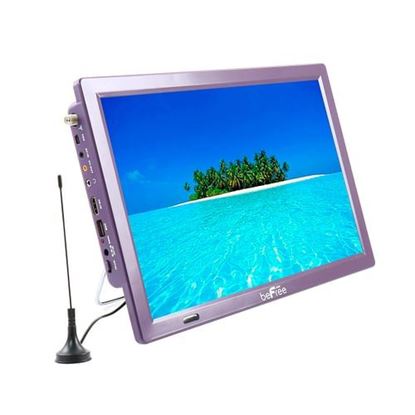 Picture of beFree Sound Portable Rechargeable 14 Inch LED TV with HDMI, SD/MMC, USB, VGA, AV In/Out and Built-in Digital Tuner in Purple