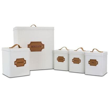 Picture of MegaChef Kitchen Food Storage and Organization 5 Piece Canister Set in White