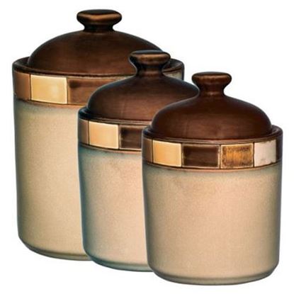 Picture of Casa Estebana 3 Piece Stoneware Storage Canister Container Jar Set
