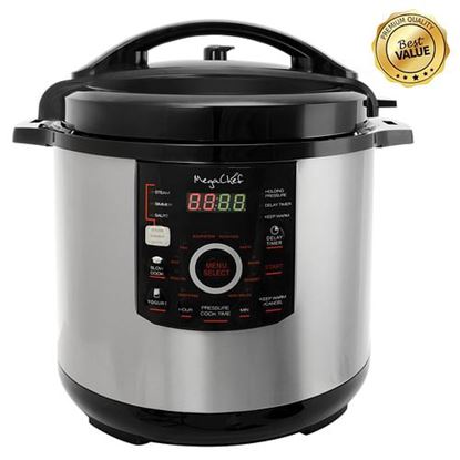 Picture of Megachef 12 Quart Steel Digital Pressure Cooker with 15 Presets and Glass Lid