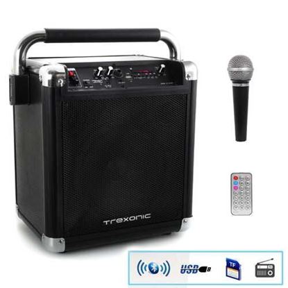 Picture of Refurbished Trexonic Wireless Portable Party Speaker with USB Recording, FM Radio & Microphone, Black