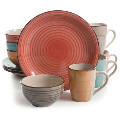 Picture of Gibson Home Color Vibes Pastel 12 Piece Mix and Match Stoneware Dinerware Setin Assorted Colors