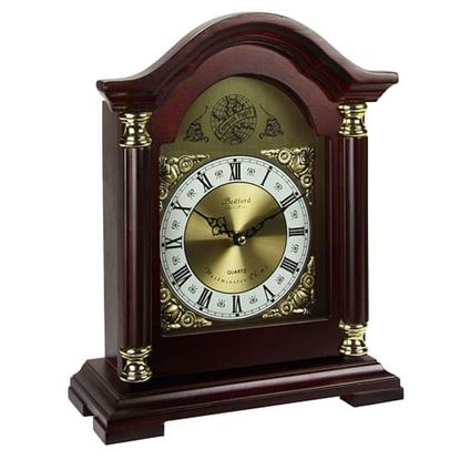 Picture of Bedford Clock Collection Redwood Mantel Clock with Chimes