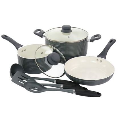 Picture of Oster Ridge Valley 8 Piece Aluminum Nonstick Cookware Set in Grey