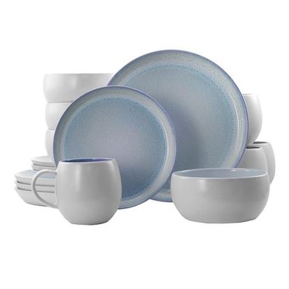 Picture of Elama Mocha 16 Piece Stoneware Dinnerware Set in Blue