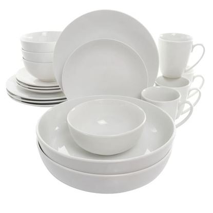 Picture of Elama Owen 18 Piece Porcelain Dinnerware Set with 2 Large Serving Bowls in White