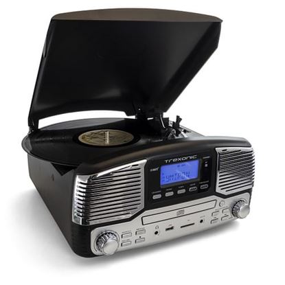 Picture of Trexonic Retro Wireless Bluetooth, Record and CD Player in Black