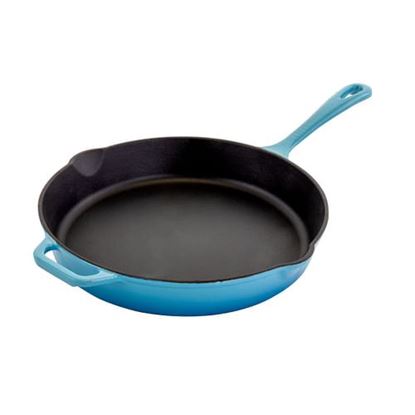 Picture of MegaChef 12 Inch Round Enamel Cast Iron Skillet in Blue