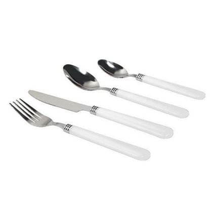 Picture of Gibson Sensations II 16 Piece Stainless Steel Flatware Set with White Handles and Chrome Caddy