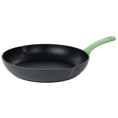 Picture of Oster Rigby 12 Inch Aluminum Nonstick Frying Pan in Green with Pouring Spouts