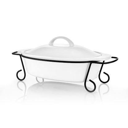 Picture of Gibson Elite Gracious Dining 2 Piece Oval Stoneware Bakeware with Lid and Metal Rack