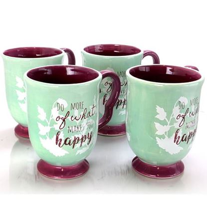 Picture of Urban Market Life on the Farm 4 Piece 18.75 Ounce Durastone Footed Cup Set in Teal and Purple