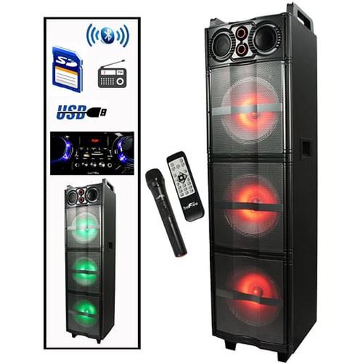 Foto de beFree Sound Triple 10 Inch Portable Bluetooth Subwoofer Speaker with Party Lights