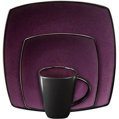 Picture of Gibson Soho Lounge Square 16-piece dinnerware set Purple