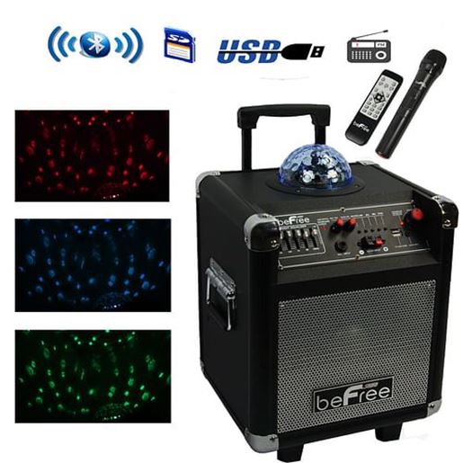 Foto de beFree Sound Projection Party Light  Dome 6.5 Inch Subwoofer Bluetooth Portable Party Speaker with USB/ SD Input, FM Radio, Remote Control and  Microphone