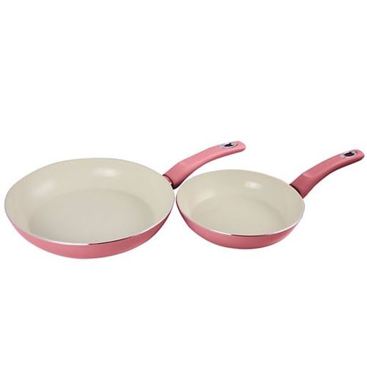 Foto de Gibson Home Plaza Cafe 2 Piece Aluminum Frying Pan Set with Soft Touch Handles in Lavender