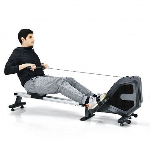 Foto de Folding Magnetic Rowing Machine with Monitor Aluminum Rail 8 Adjustable Resistance