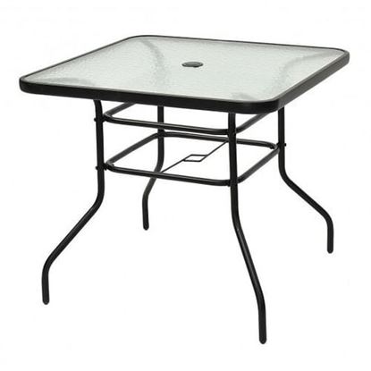 Foto de 32 Inch Patio Tempered Glass Steel Frame Square Table