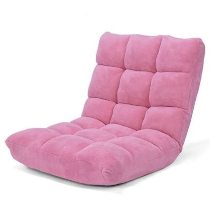 Изображение Adjustable 14-position Cushioned Floor Chair-Pink - Color: Pink