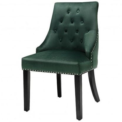 Изображение Modern Upholstered Button-Tufted Dining Chair with Naild Trim-Dark Green - Color: Dark Green