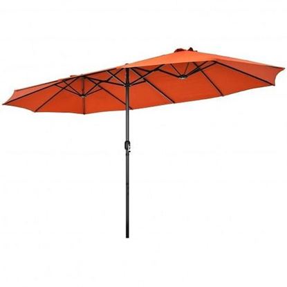 Picture of 15 Feet Patio Double-Sided Umbrella with Hand-Crank System-Orange - Color: Orange