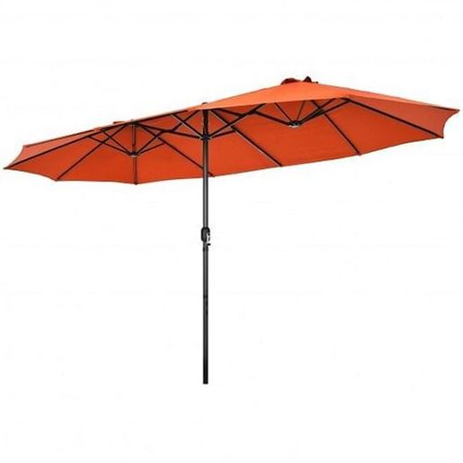 Image sur 15 Feet Patio Double-Sided Umbrella with Hand-Crank System-Orange - Color: Orange