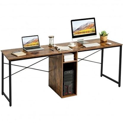 Picture of 79" Multifunctional Office Desk for 2 Person with Storage-Brown - Color: Brown