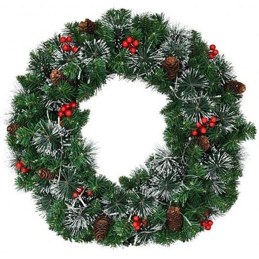 Foto de 24 Inch Pre-lit Christmas Spruce Wreath with 8 Flash Modes - Color: Green - Size: 24 inches