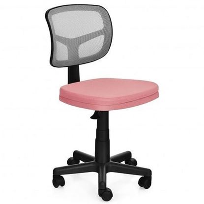 Picture of Armless Computer Chair with Height Adjustment and Breathable Mesh for Home Office-Pink - Color: Pink