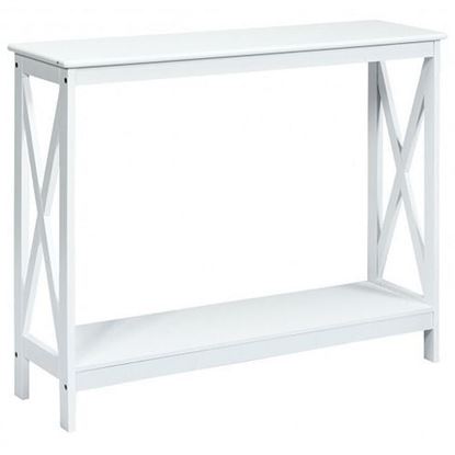 Picture of 2-Tier Console X-Design Sofa Side Accent Table-White - Color: White