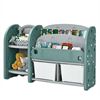 Picture of Kids Toy Storage Organizer with 2-Tier Bookshelf and Plastic Bins - Color: Green