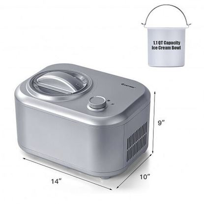 Picture of 1.1 QT Ice Cream Maker Automatic Frozen Dessert Machine with Spoon-Silver - Color: Silver