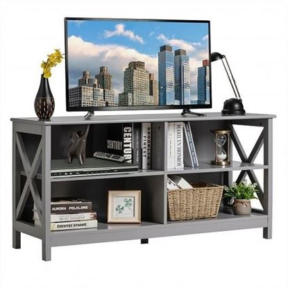 Изображение Wooden TV Stand Entertainment Media Center -Gray - Color: Gray