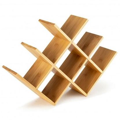 图片 8-Bottle Freestanding Bamboo Wine Rack with Solid Structure-Natural - Color: Natural