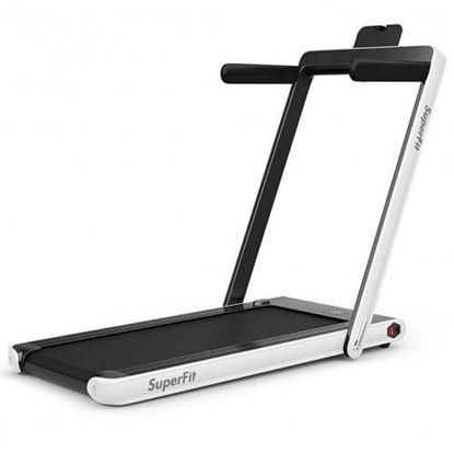 Foto de 2 in 1 Folding Treadmill with Bluetooth Speaker Remote Control-White - Color: White