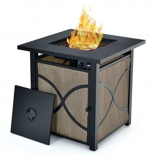 Foto de 25 Inch 40000 BTU Propane Fire Pit Table with Lid and Fire Glass