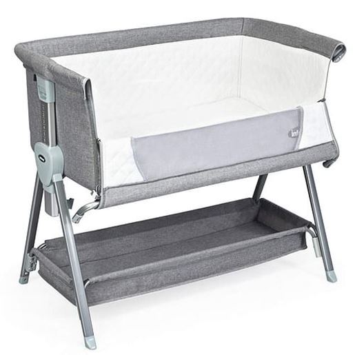 Image sur Adjustable Baby Bedside Crib with Large Storage-Gray - Color: Gray