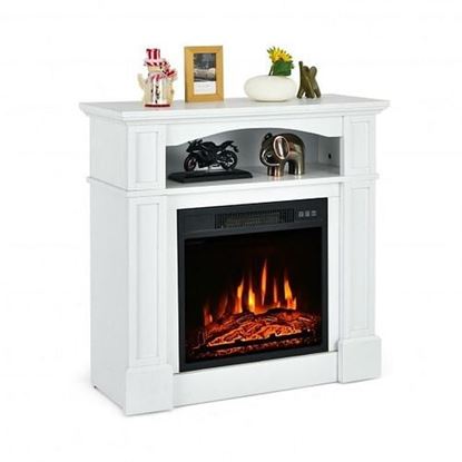 Picture of 32 Inch 1400W Electric TV Stand Fireplace with Shelf-White - Color: White