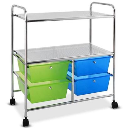Image de 4 Drawers Rolling Storage Cart - Color: Blue