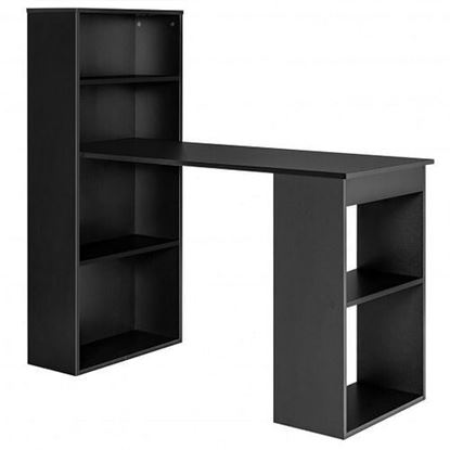 Foto de Computer Desk Writing Workstation Office with 6-Tier Storage Shelves-Black - Color: Black