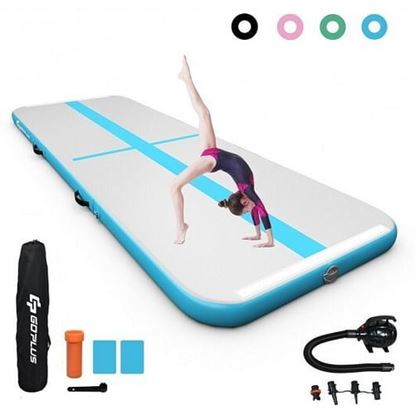 Foto de Air Track Inflatable Gymnastics Tumbling Mat with Pump-Blue - Color: Blue