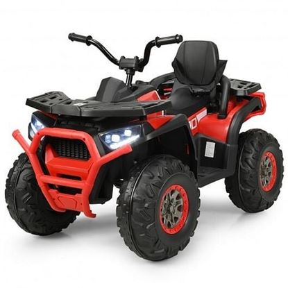 Изображение 12 V Kids Electric 4-Wheeler ATV Quad with MP3 and LED Lights-Red - Color: Red