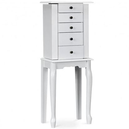 Foto de 2 Colors Armoire Storage Standing Jewelry Cabinet with Mirror-White - Color: White