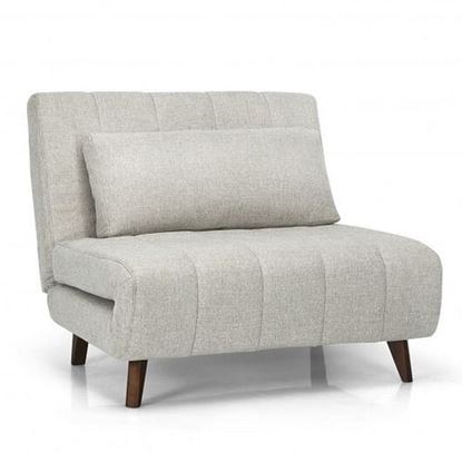 Foto de 3 Position Folding Convertible Sofa Bed with Pillow-Beige - Color: Beige