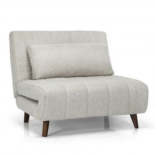 Picture of 3 Position Folding Convertible Sofa Bed with Pillow-Beige - Color: Beige